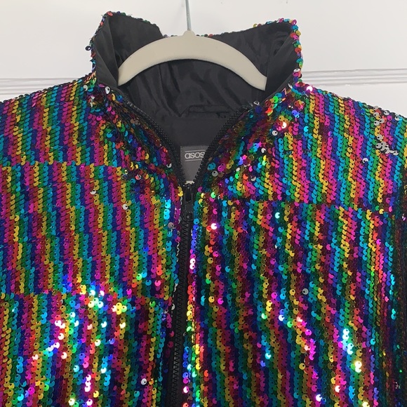 ASOS Rainbow Sequin Half Zip Jacket - Picture 5 of 8